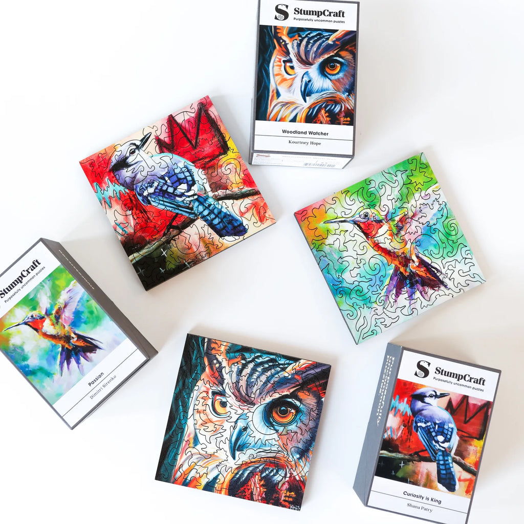 StumpCraft Wood Puzzle - Calgary Artist Mountain Vistas (3 Mini Puzzles) - Lighten Up Shop