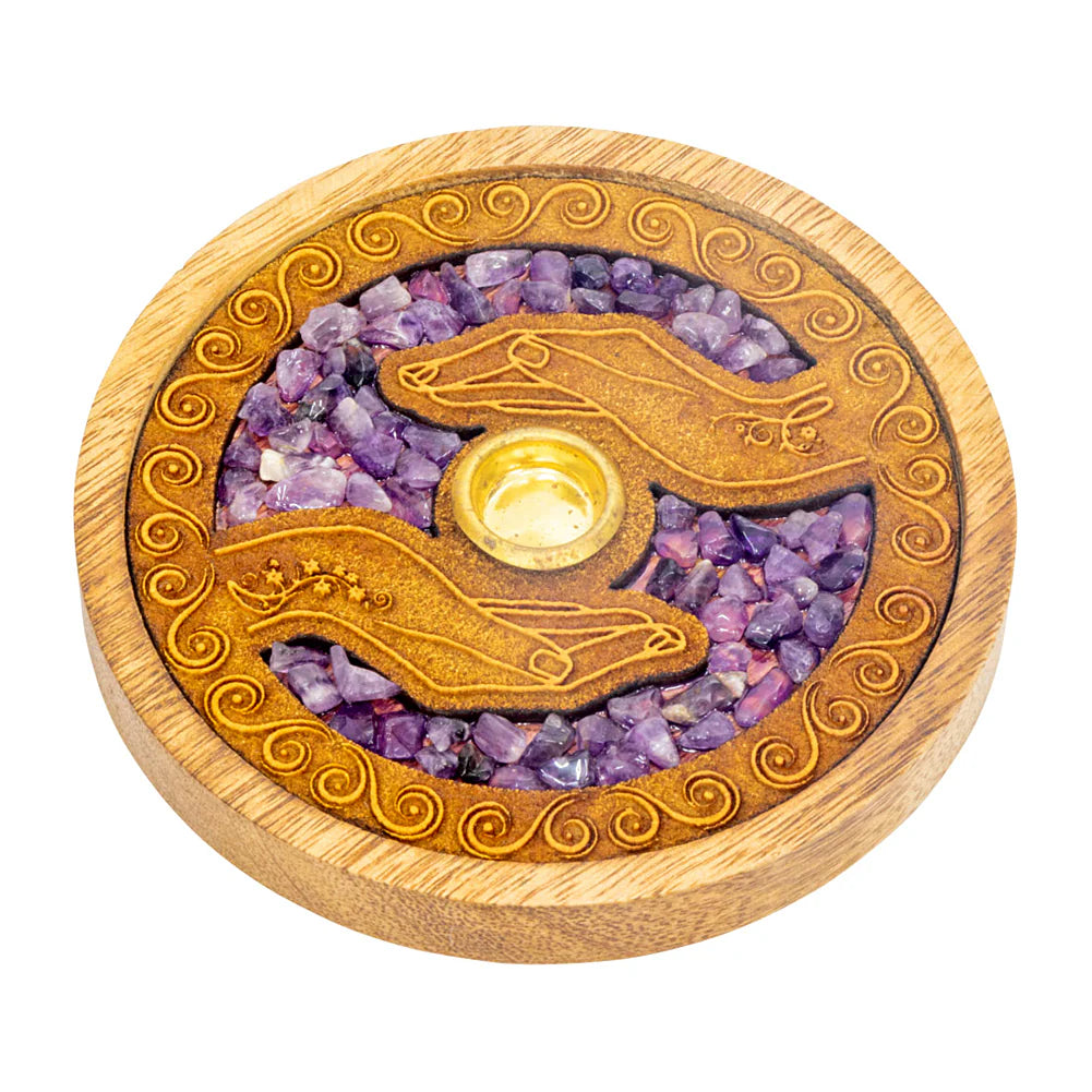 Healing Hands Amethyst Incense Burner - Lighten Up Shop