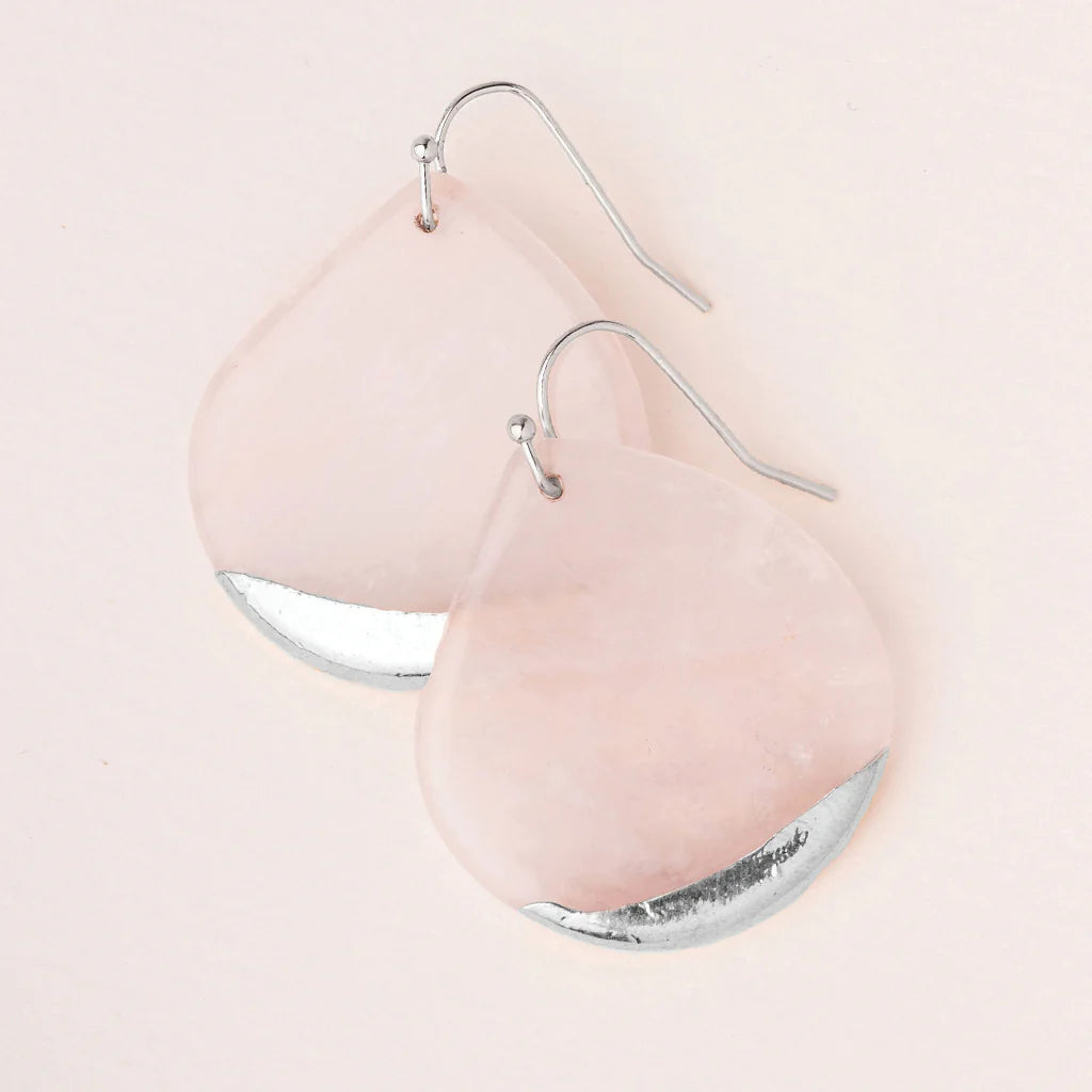 Rose Quartz Dipped Teardrop Earrings - Lighten Up Shop