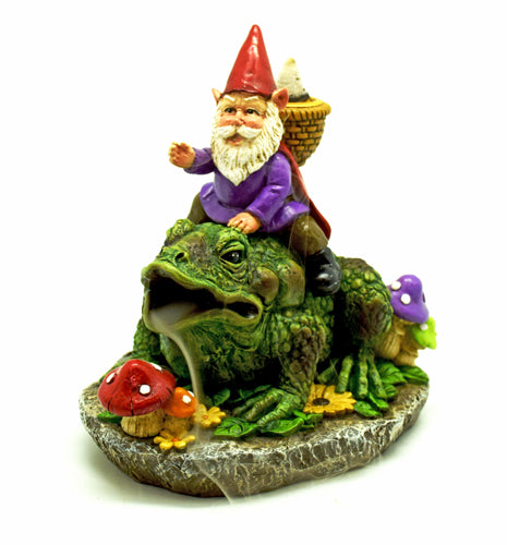 Gnome on Frog Backflow Incense Burner - Lighten Up Shop
