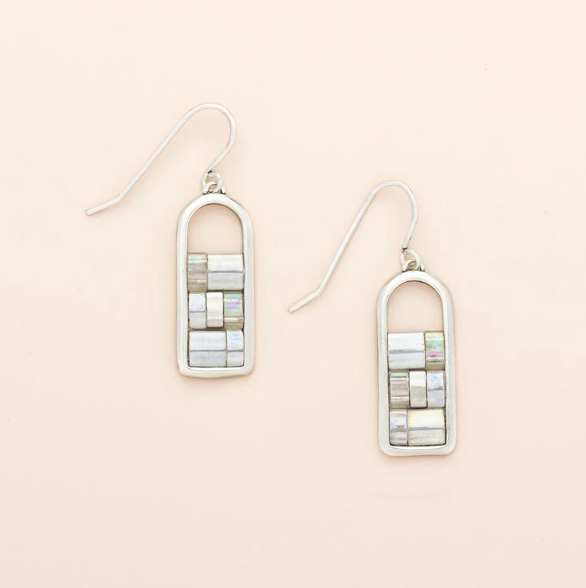 Good Karma Miyuki Frame Earring - Frost/Silver - Lighten Up Shop