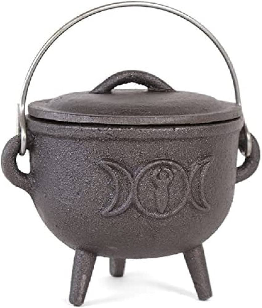 Cast Iron Cauldron Triple Moon 6” - Lighten Up Shop