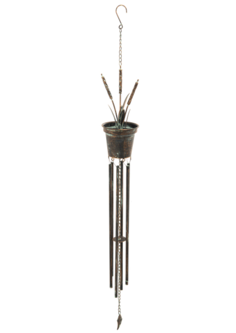 Bronze Patina Cattail Windchime - Lighten Up Shop