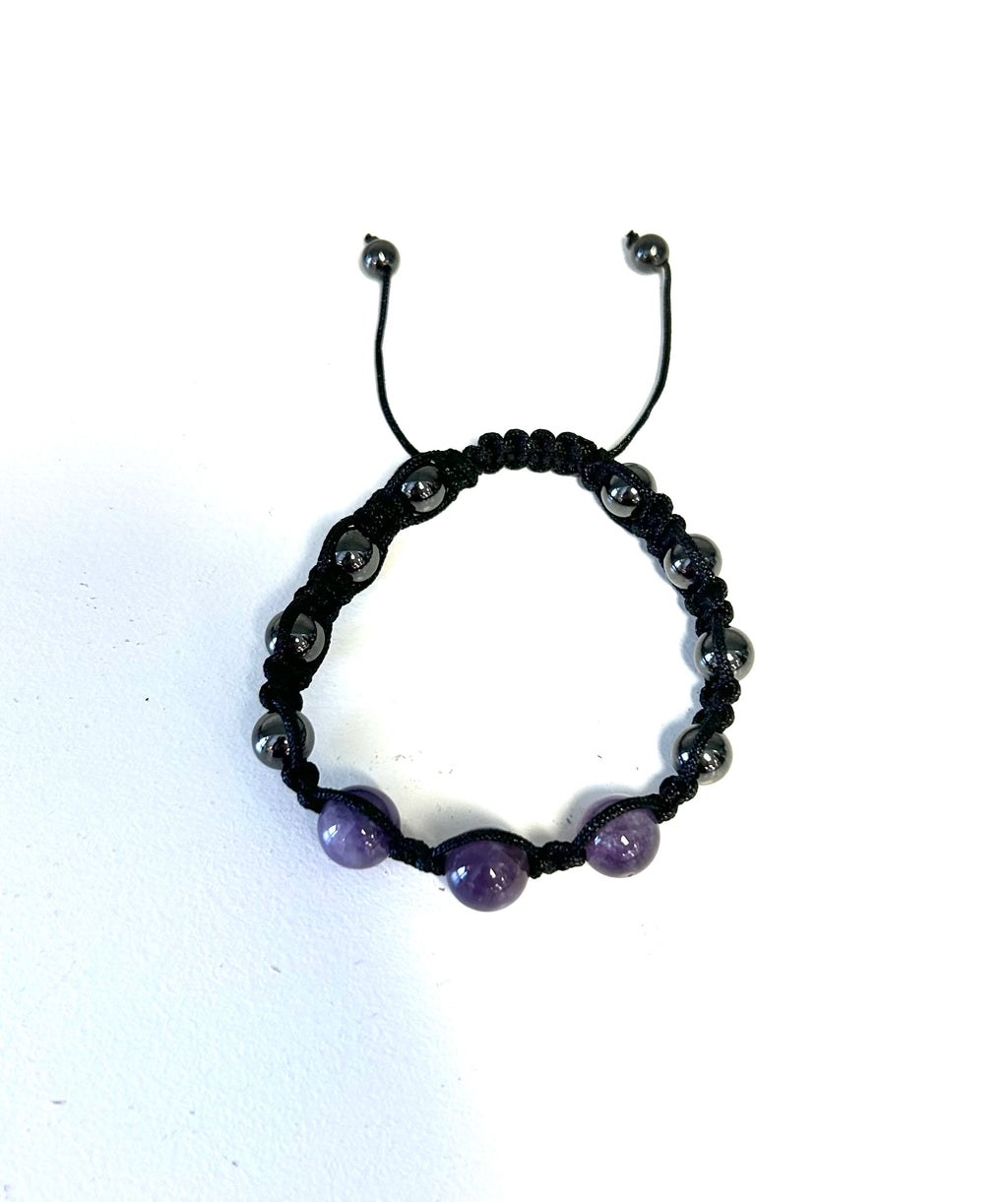 Amethyst / Hematite Bracelet 8mm - Lighten Up Shop