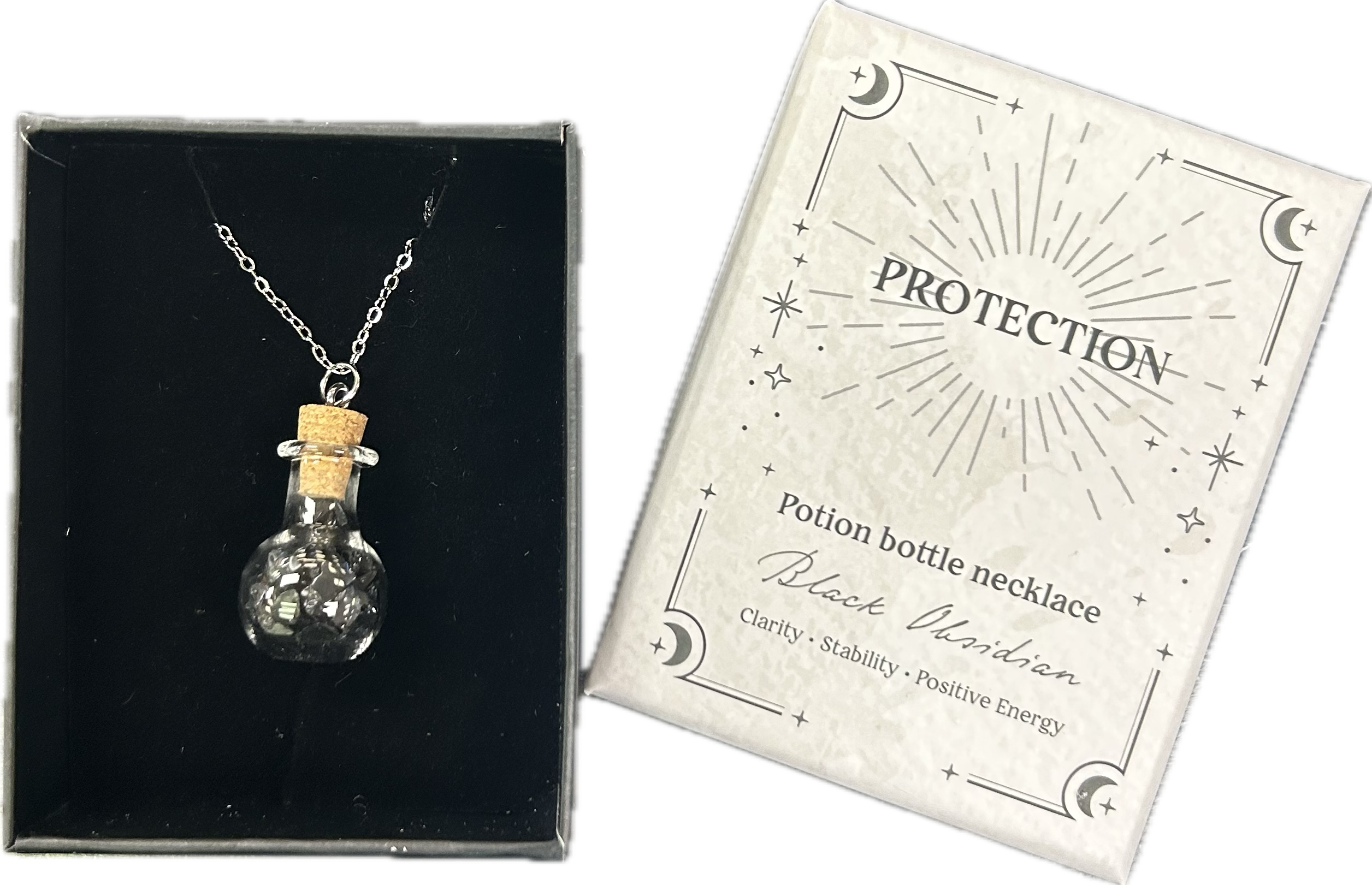 Black Obsidian Potion Bottle Necklace