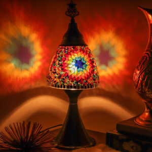 Turkish Bedside Mosaic Table Lamp - Fire - Lighten Up Shop