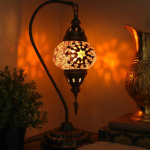 Turkish Swan Neck Mosaic Table Lamp Gold - Lighten Up Shop