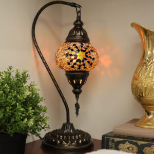 Turkish Swan Neck Mosaic Table Lamp Gold - Lighten Up Shop