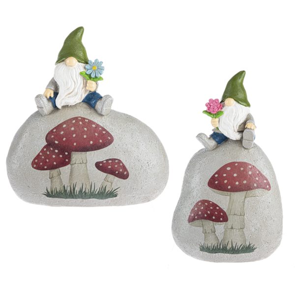 Gnome on Mushroom Garden Statue - Lighten Up Shop