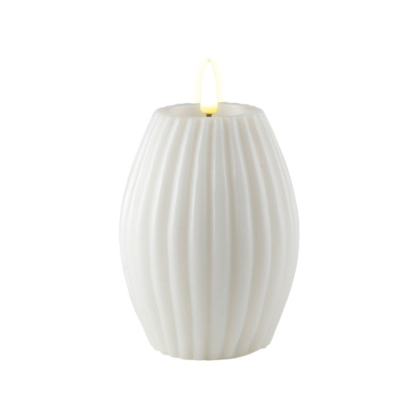 White Stripe LED Candle 3x4 INCH (Battery NOT Included) - Lighten Up Shop