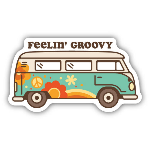 Feelin Groovy Hippie Van Sticker - Lighten Up Shop