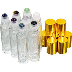 Empty Glass Gemstone Roll On Bottles Set - Lighten Up Shop