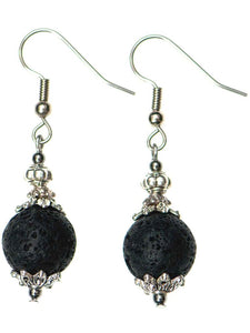 Round Silver Lava Diffuser Earrings - Lighten Up Shop