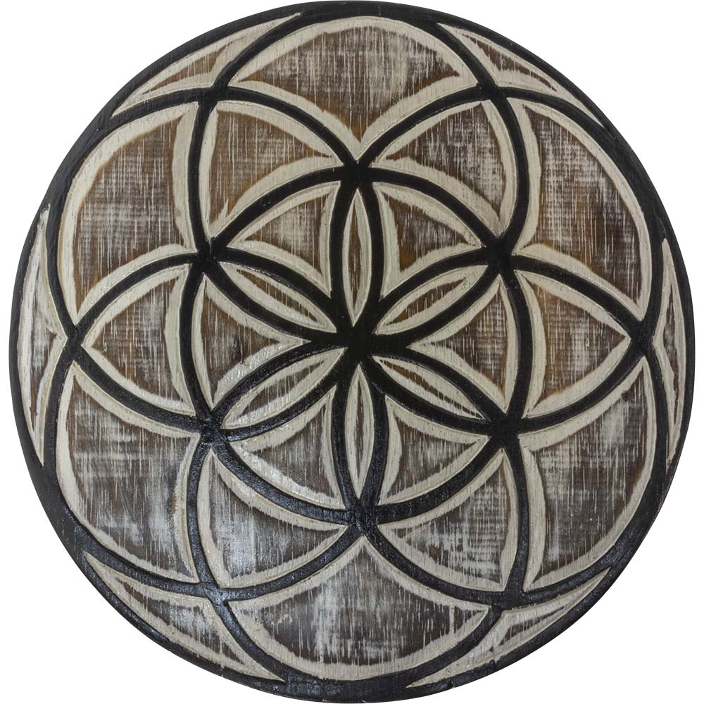 Seed of Life Wood Plaque and Crystal Grid - Lighten Up Shop