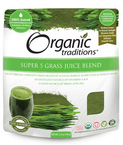 Organic Traditions Super 5 Grass Juice Blend 150g - Lighten Up Shop