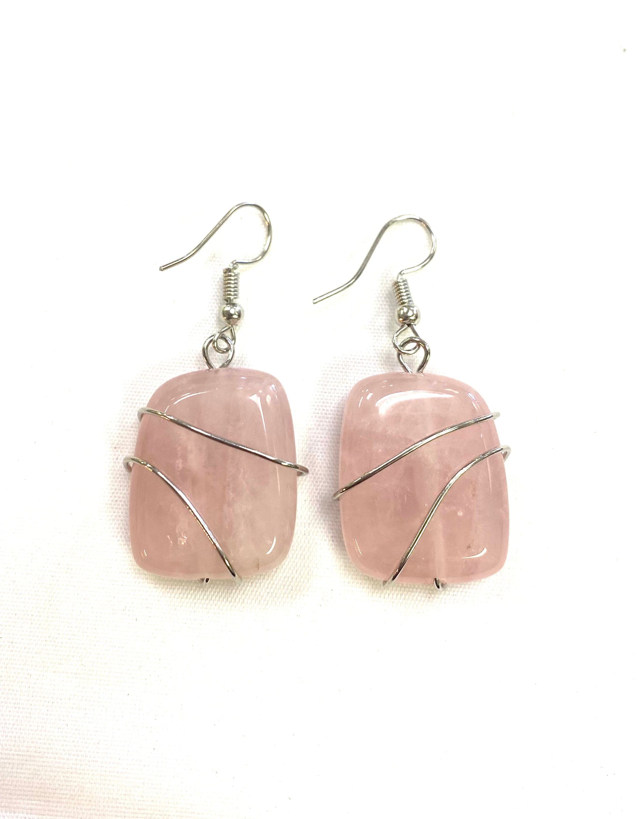 Rose Quartz Wrapped Earrings - Lighten Up Shop
