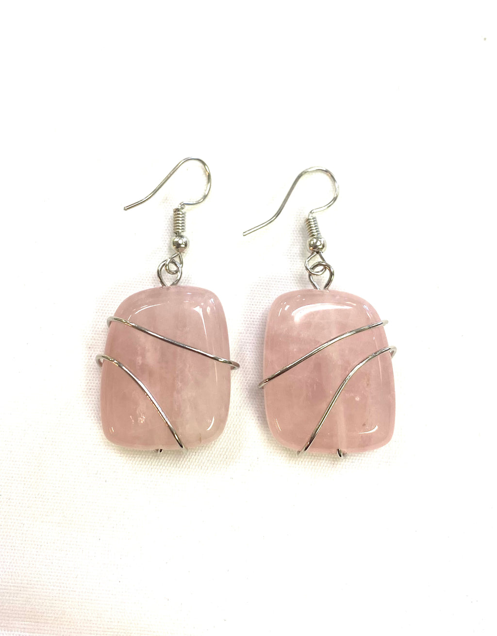 Rose Quartz Wrapped Earrings - Lighten Up Shop