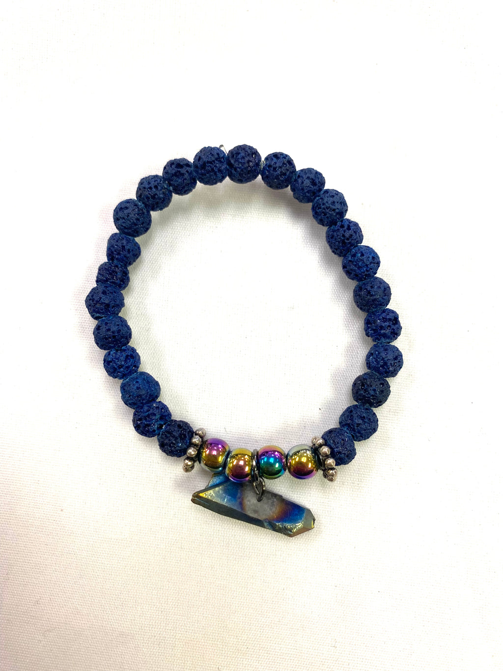 Titanium Aura Quartz / Blue Lava Bracelet - Lighten Up Shop