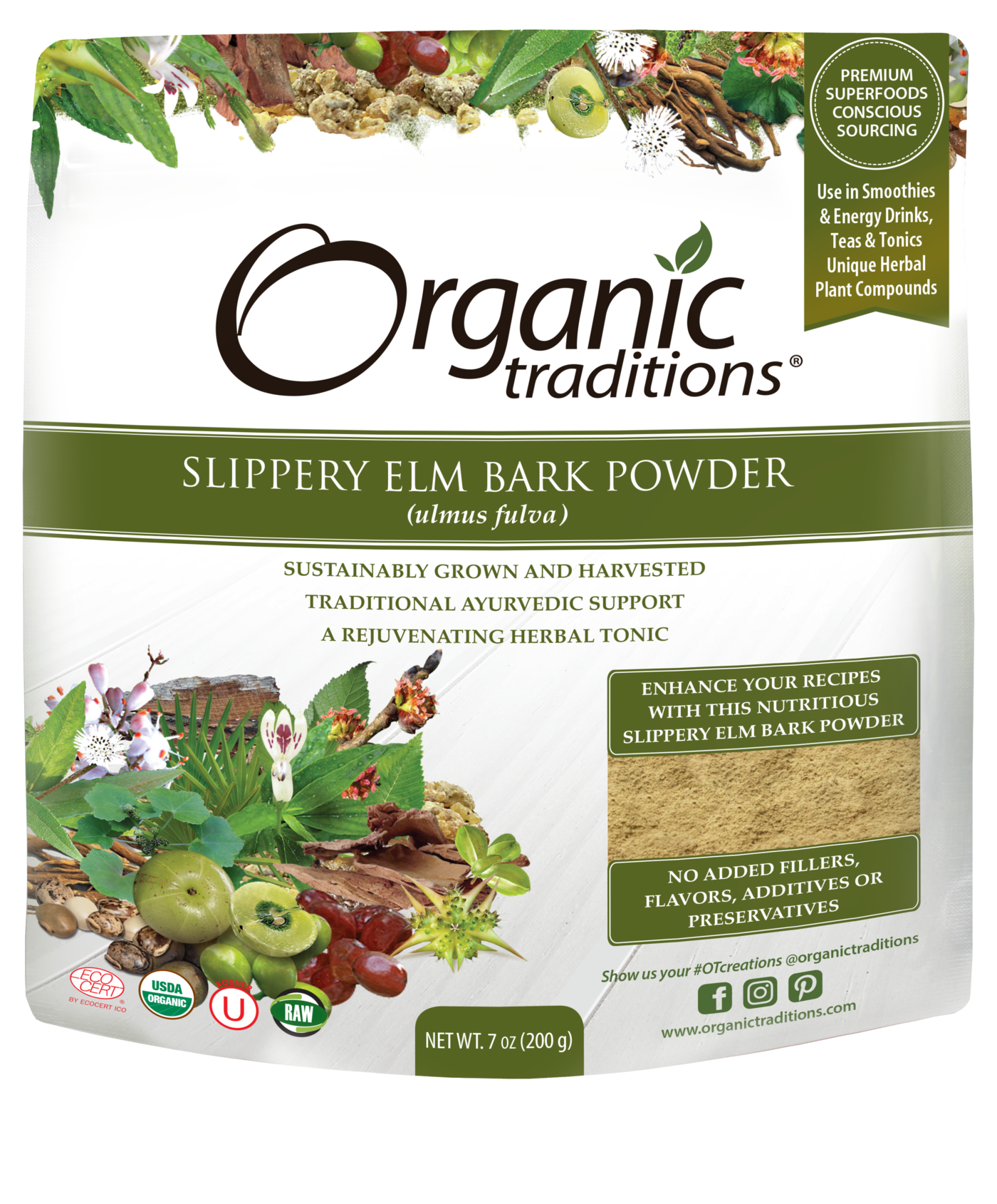 Organic Traditions Slippery Elm Bark Powder 200g - Lighten Up Shop