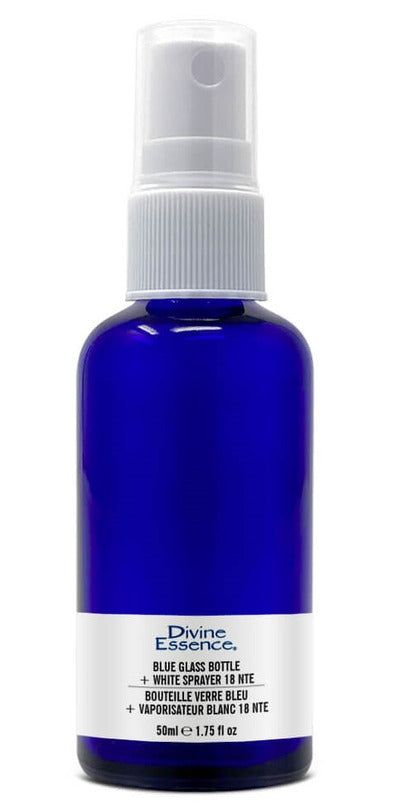 Divine Essence Empty Blue Glass Spray Bottle 50ml - Lighten Up Shop