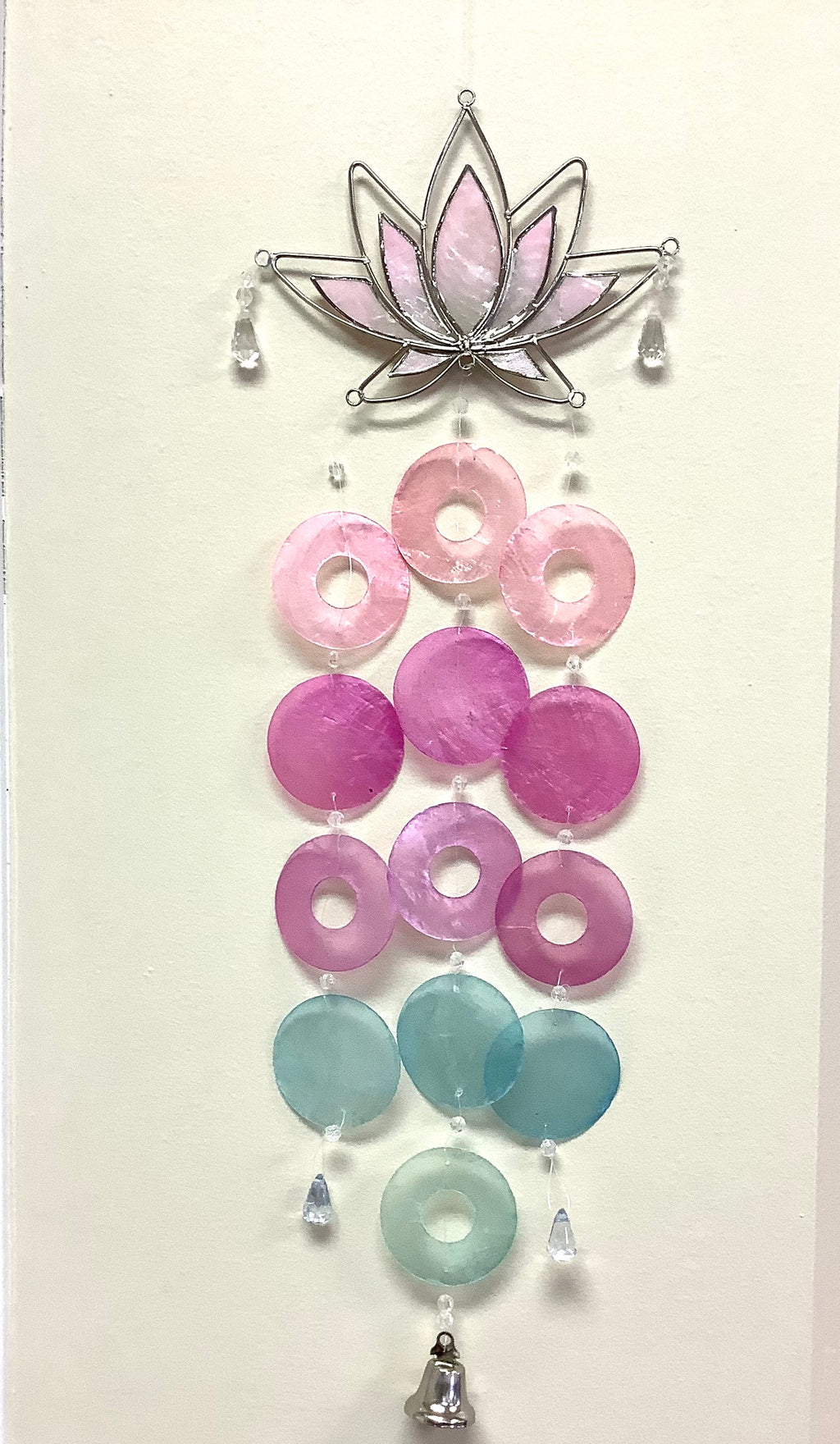 Pink Lotus Shell Chime with Teal Shell - Lighten Up Shop